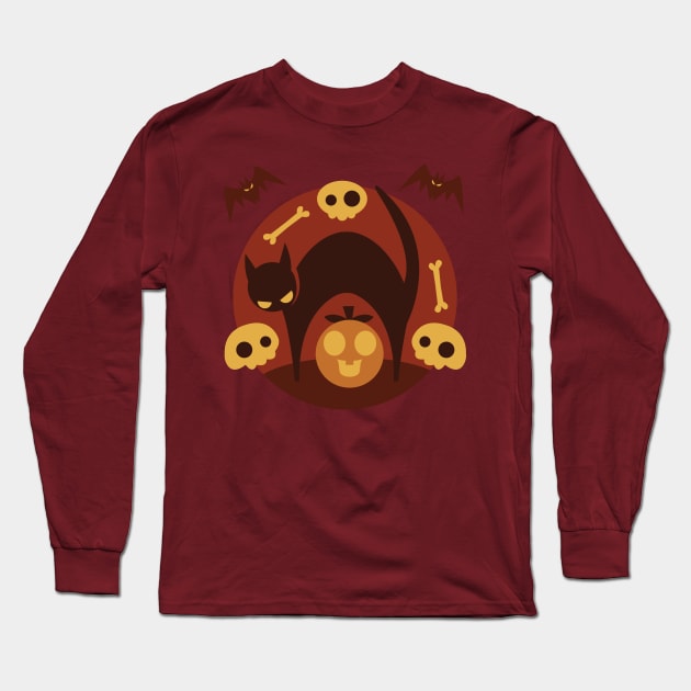 Halloween Scene Long Sleeve T-Shirt by Kappacino Creations